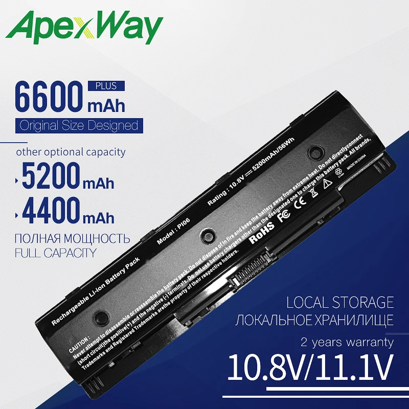 Apexway 6600mAh лаптоп с Батарея для HP Envy 14 т 14z 15 15t 15z 17 17t M HSTNN LB4N LB4O YB4N YB4O P106 PI06