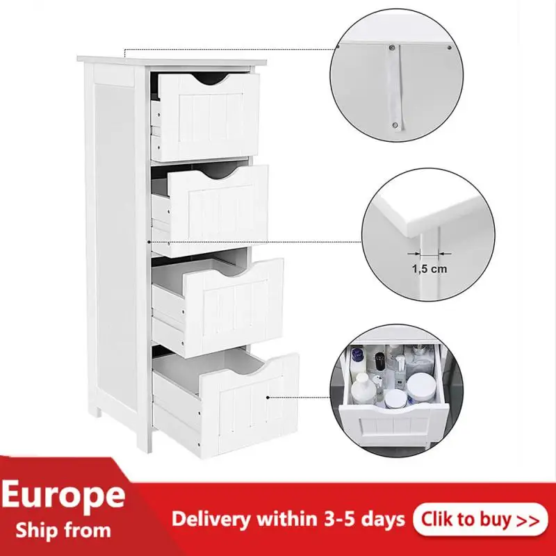 

30*30*82cm 4 Drawers Bathroom Cabinets 4 Sliding Drawers Locker European Simple Style Bathroom Furniture Storage Cabinet HWC