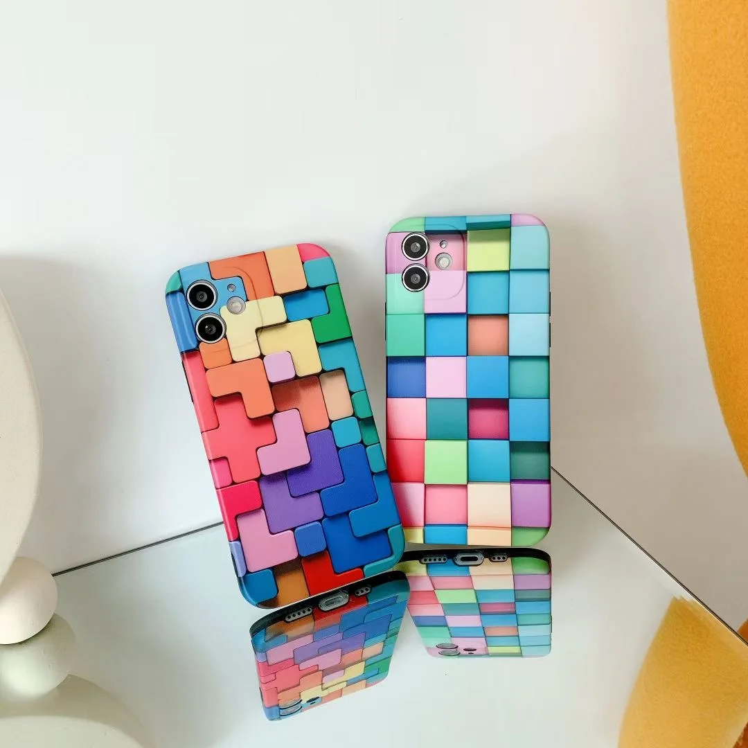 Цветной чехол для телефона Gimfun с кубиком Рубика iPhone 11 12 Mini Pro Max XS X XR 7 8 Plus глянцевый