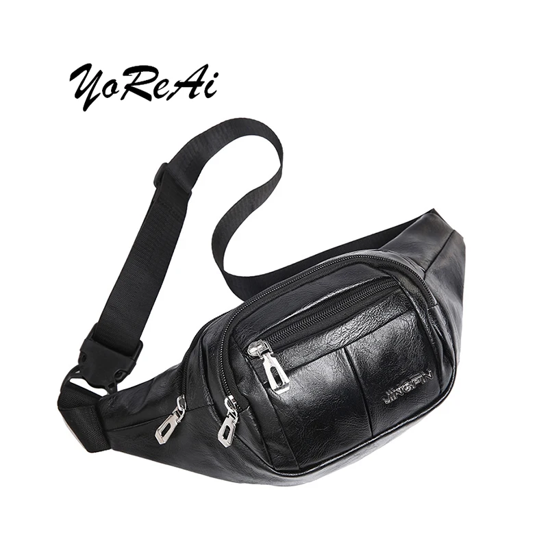 

YoReAi Women's Waist A Bag Unisex 2021 New Korean Fashion Retro Crossbody Pack PU Fanny Packs Leisure College Wind Chest Bags