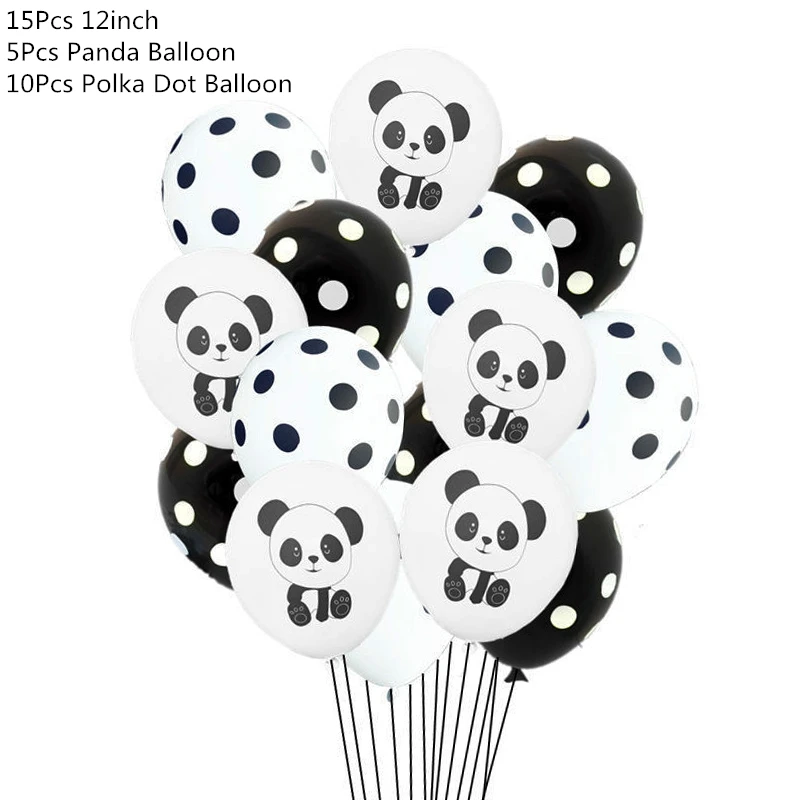 15pcs set Мультяшная панда тематическая вечеринка на день рождения украшения одноразовая посуда набор тарелок салфетка панда вечерние шары подарок для ребенка - Цвет: 15pcs set