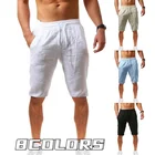 Летние новые стильные мужские повседневные спортивные хлопковые и льняные удобные модные шорты штаны для бега