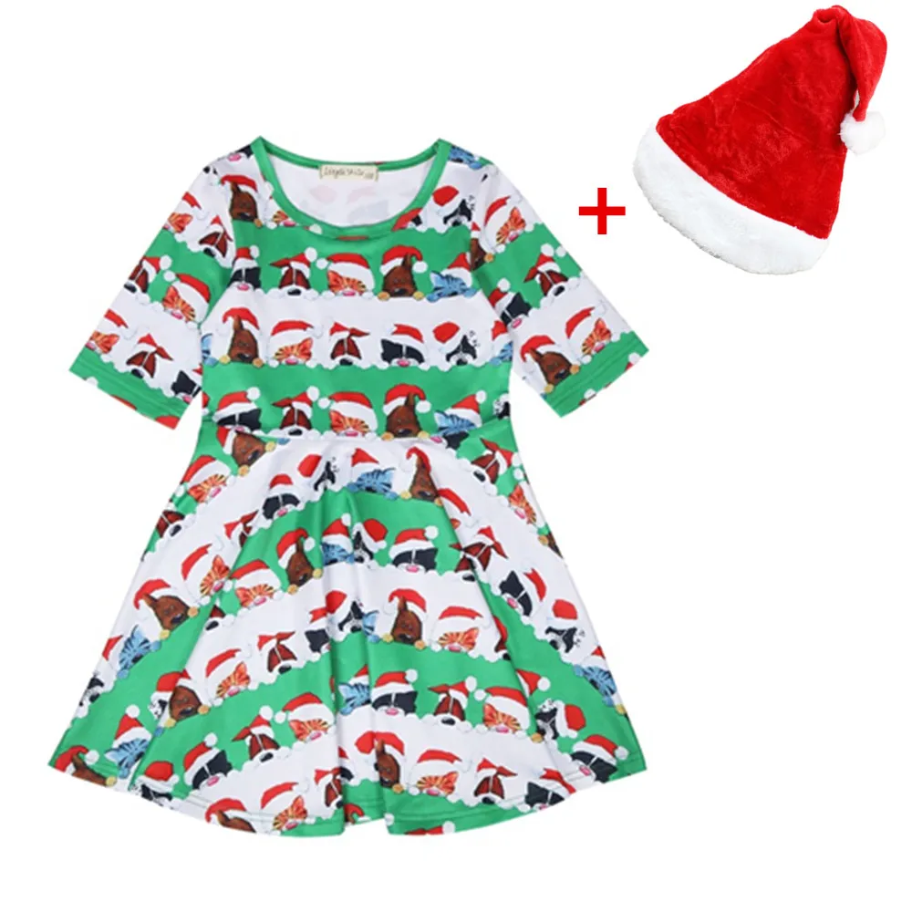 Платье Санта Клауса Новый рождественский костюм Санты для девочек новогодняя