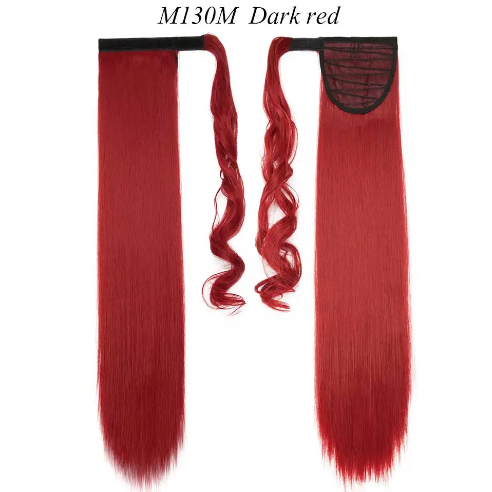 dark red S-noilite, накладные волосы, конский хвост, длинные прямые волосы, синтетические волосы, 2" 26", шиньон, заколка в конский хвост, 10 цветов - Цвет: dark red