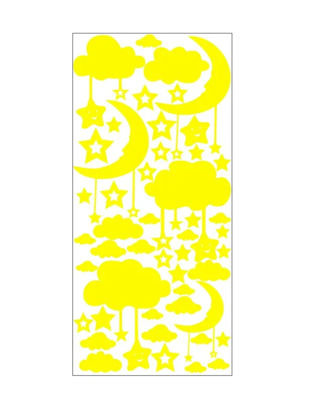 Yellow Мультфильм полые Звезды Луна облака настенные наклейки для детей детские комнаты художественная Фреска домашний декор DIY пилинг и палка ПВХ обои плакат - Цвет: Yellow