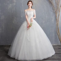 lamya appliques wedding dress up beading wedding gowns robe cheap crystal elegant half sleeve lace boat neck lace princess skirt