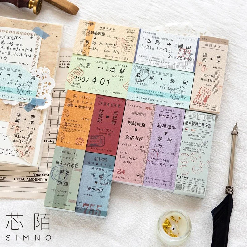 100 Sheets/set Vintage Memo Pad Japanese Ticket Pattern Can Be Torn DIY Diary Journal Ablum Retro Decoration Paper |