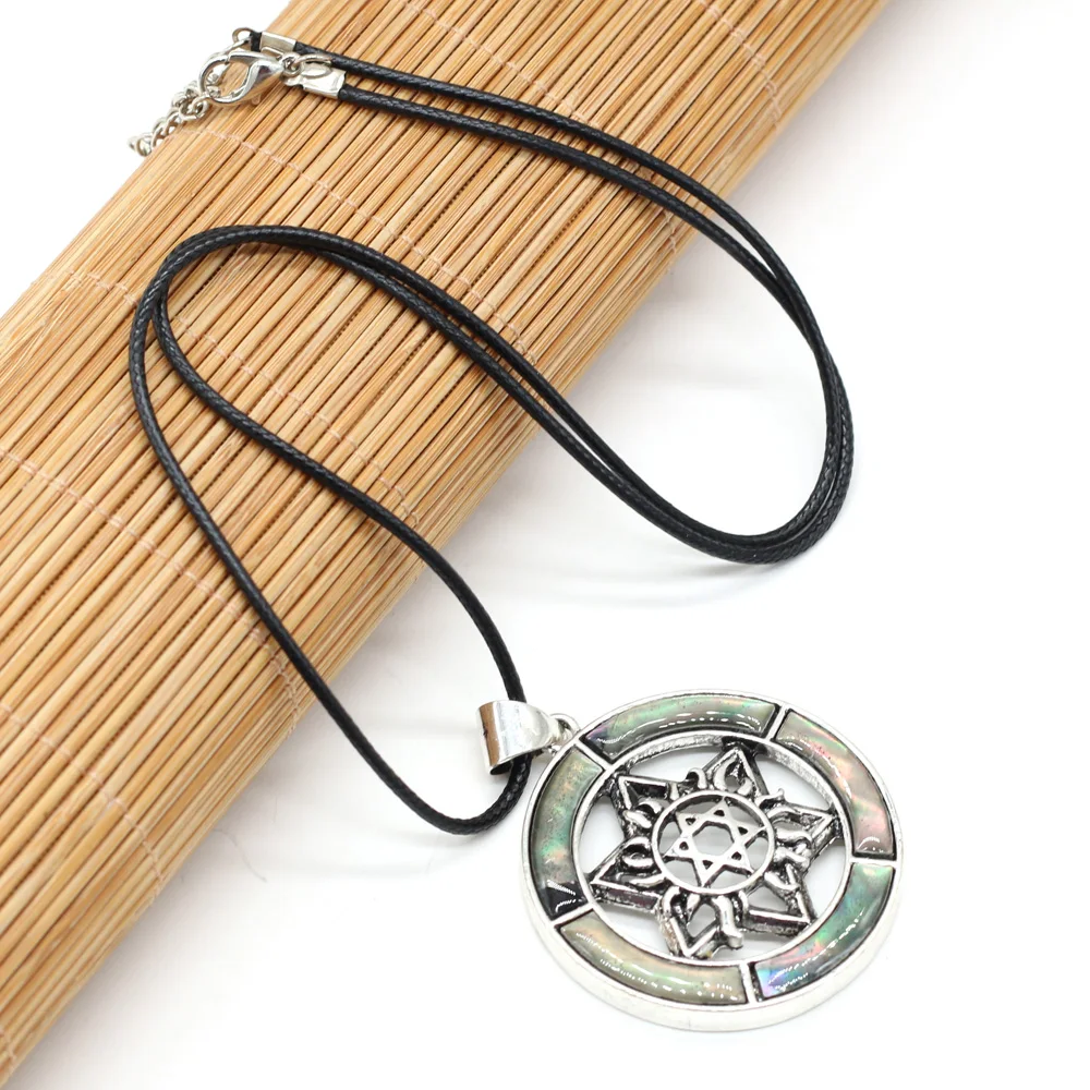 

Fine Star of David Alloy Necklace Simple Round Vintage Antique Silver Aolly Pendant for Necklace Jewelry for Women Gift