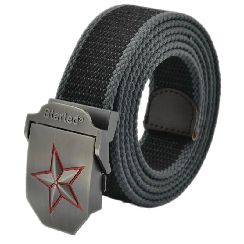 Canvas Belt Outdoor Tactical Unisex High Quality Fashion Luxury Casual Straps Red five Star Metal Buckle Jeans Hot Belts for Men
