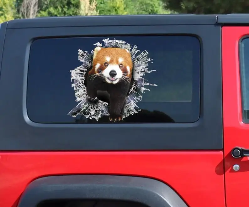 

Red Panda window sticker, brocken window car decal, Red Panda decal