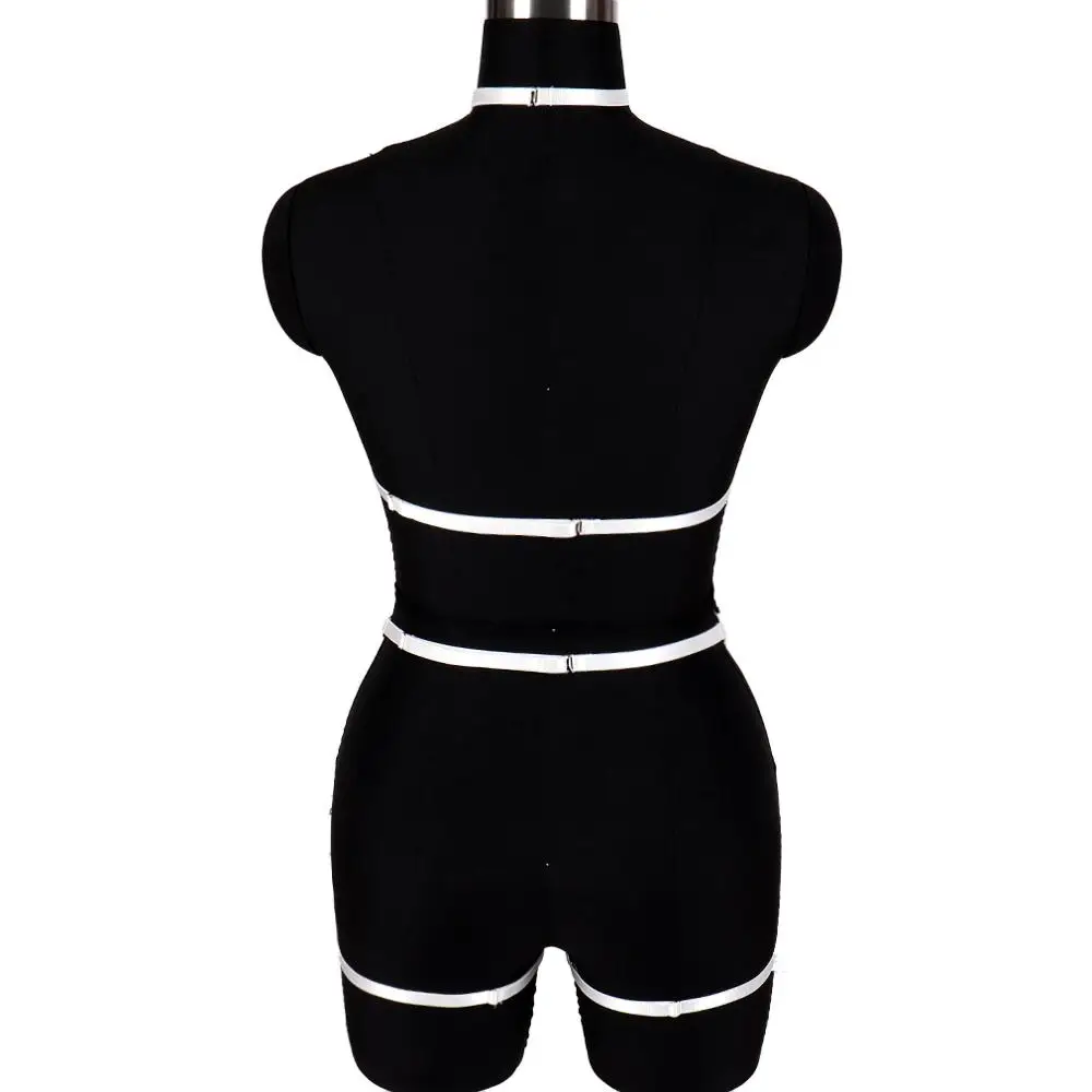 Sexy Body Harness Strappy White Tops Cage Waist Belt Garter Plus Size Set Hollow Out Punk Goth Clubs Lingerie Festival Wear | Женская