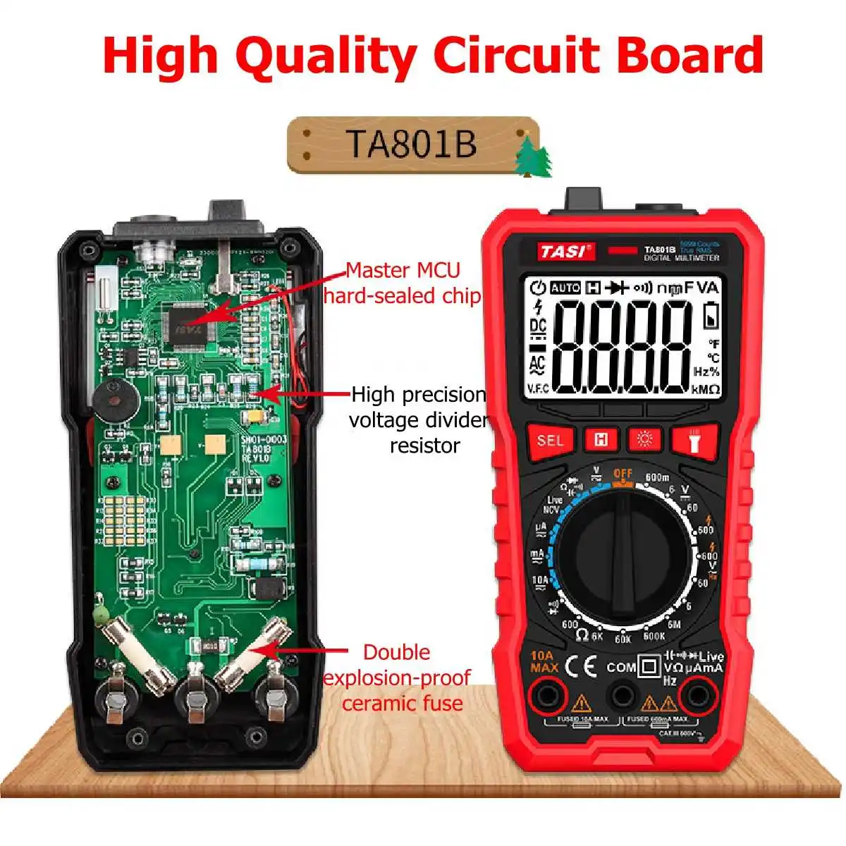 TA801C True RMS ЖК цифровой 9999 отсчетов автоматический мультиметр AC/DC тестер метр