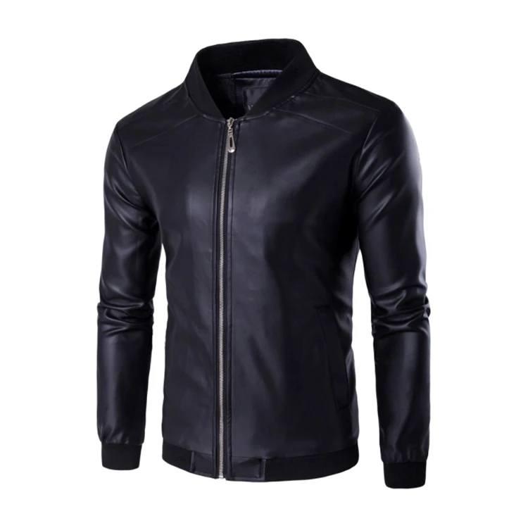 

Men's Fashion Japanese Short Slim Stand Collar Washed Motorcycle Leather Jacket