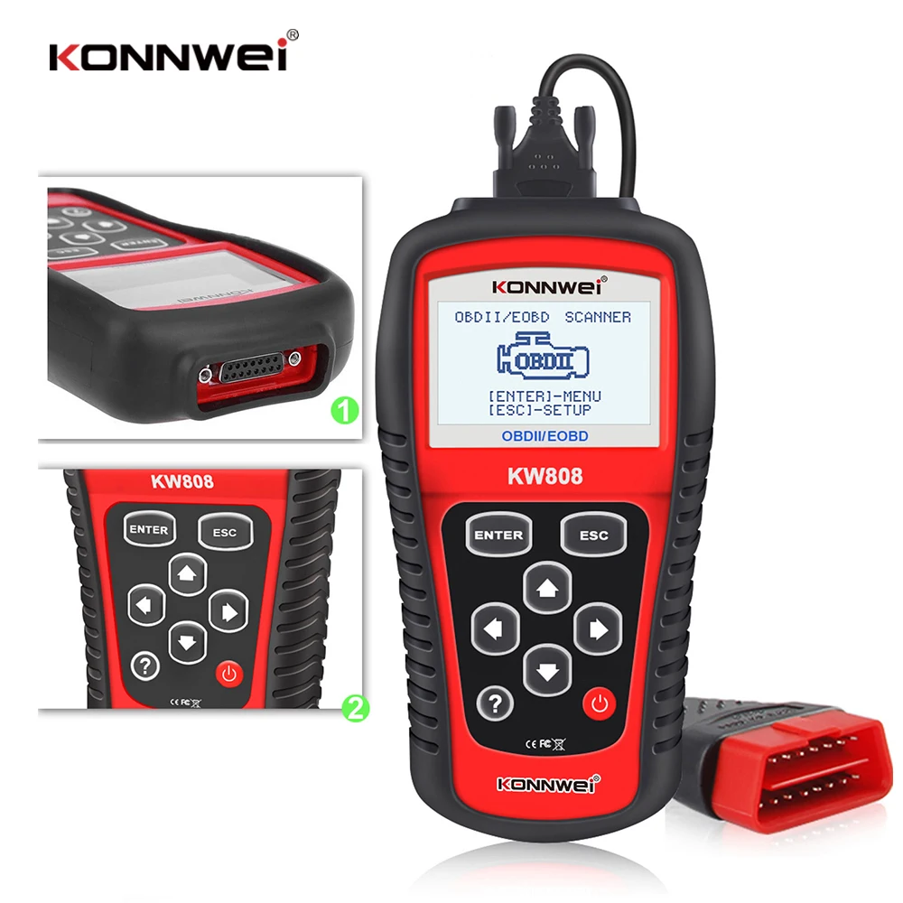 Автомобильный сканер KW808 OBD 2 автомобильный диагностический считыватель кодов