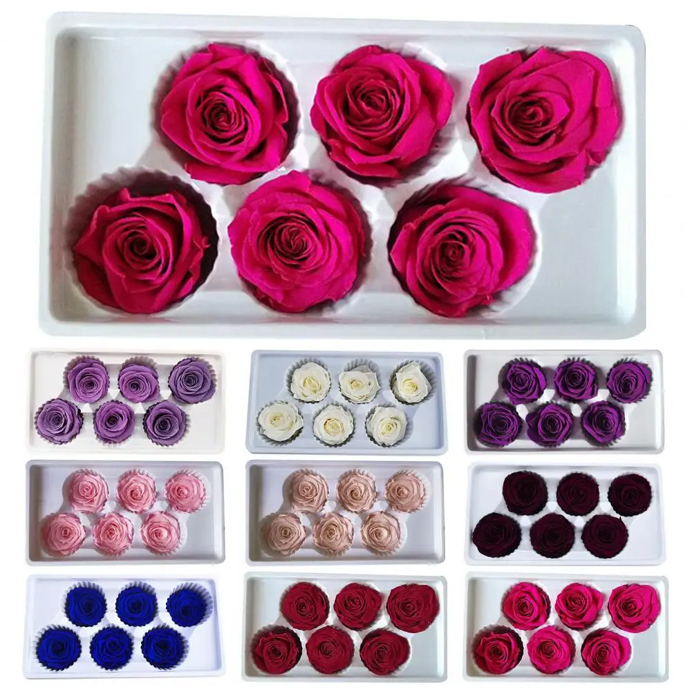 

6PCs/Box Preserved Fresh Rose Flower Heads Class B 5-6CM Roses Dried Flower Handmade DIY Eternal Flower Arrangement