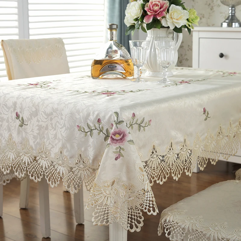 Элегантная атласная Скатерть vezon с вышивкой крестиком кружевная скатерть
