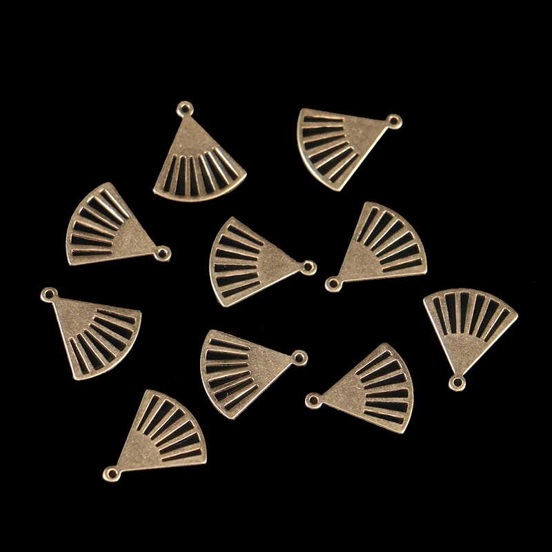 

16.7*14.8mm brass single hanging hollow fan-shaped earrings pendant ladies necklace earrings pendant jewelry handmade jewelry