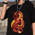 Футболка женская с коротким рукавом, свободная винтажная рубашка с принтом китайского дракона в стиле хип-хоп, уличная одежда в стиле Харадзюку, большие размеры, на лето