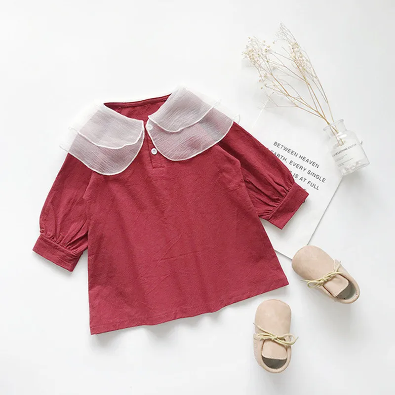 2019 Autumn New Princess Girls Dress Kids Mesh Collar Girl Dresses Children Long Sleeve Clothing dress Cute Vestido | Детская одежда и