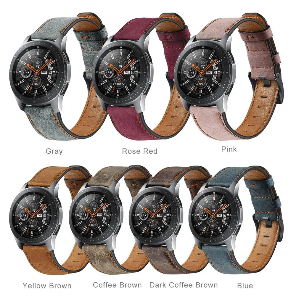 

Модный ремешок для замены часов для Samsung Galaxy Watch 46 мм Смарт-часы первый слой воловья кожа ретро кожаный ремешок