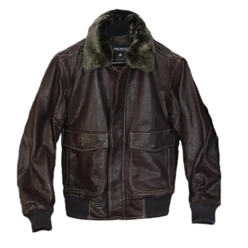 

Rare cowhide! Rare good skin! Fleece collar layer cowhide G1 flying leather jacket leather jacket