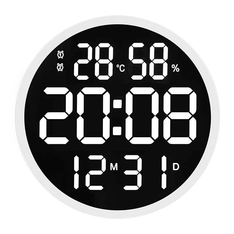 

LED Wall Clock Luminous Large Clock Mute Digital Temperature And Humidity Electronic Clock Modern Design Living Room Decoration