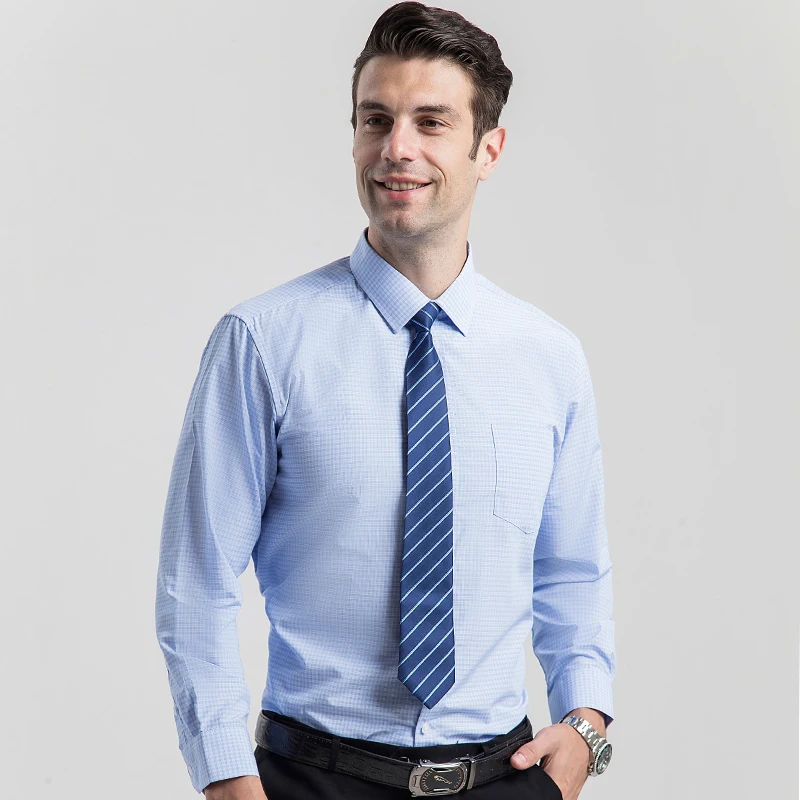 Мужская классическая рубашка в клетку Классическая Повседневная Формальная