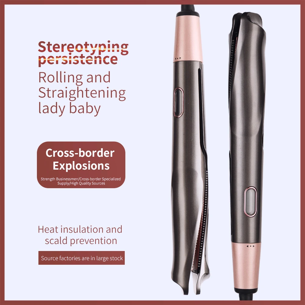 

Hair Straightener Curling Iron 2 in 1 Tourmaline Ceramic Twisted Flat Iron,13 Adjustable Temperature for All Hair Types with LCD