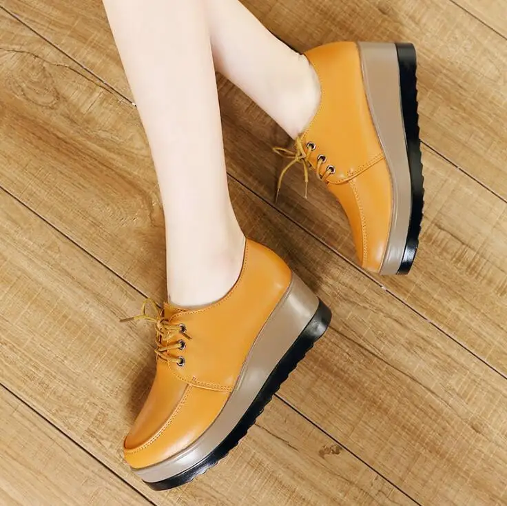 Yellow single shoes WDHKUN/брендовые демисезонные мокасины; женская обувь на плоской подошве; модная обувь на плоской платформе; женские лоферы; женская обувь без шнуровки - Цвет: Yellow single shoes