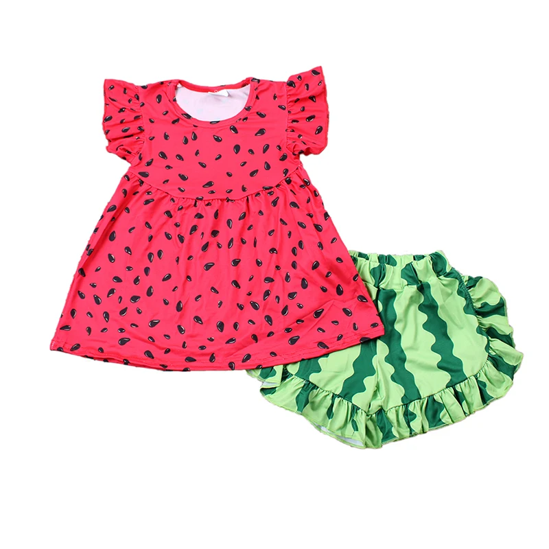 

wholesale baby Girls watermelon Short Sleeve Ruffle shorts Sets Fashionable Style Summer Cute clothes children Clothing outfit