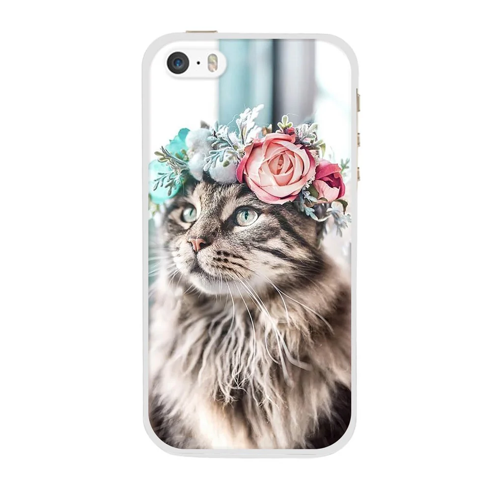 Чехол для iPhone 6 6s 5 5S SE силиконовый мягкий симпатичный из ТПУ чехол Apple с кошкой
