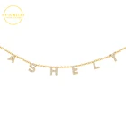 Ожерелье с именем из кристаллов на заказ, кулон с ледяными буквами, циркониевое ожерелье для женщин на память, подарок на день рождения, ювелирные изделия BFF