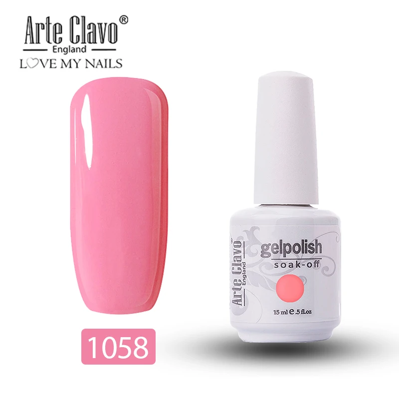 1058 Arte Clavo 15ml New Color Gel Nail Polish UV Glitter Nail Gellak Matt Top Base Soak Off Nail Art Design Lacquer Nail Gel Varnish - Цвет: 1058