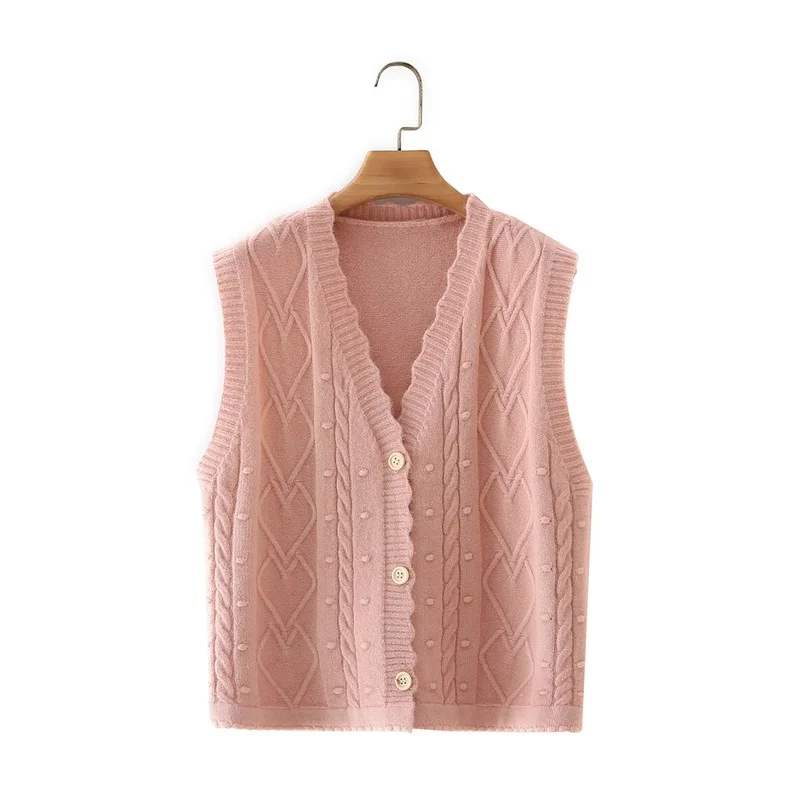 

New Women's Summer Sweater Waistcoat Commuter Outer Wear Solid Color Sleeveless V-Neck Knitted Vest Waistcoat Female Chic 2021
