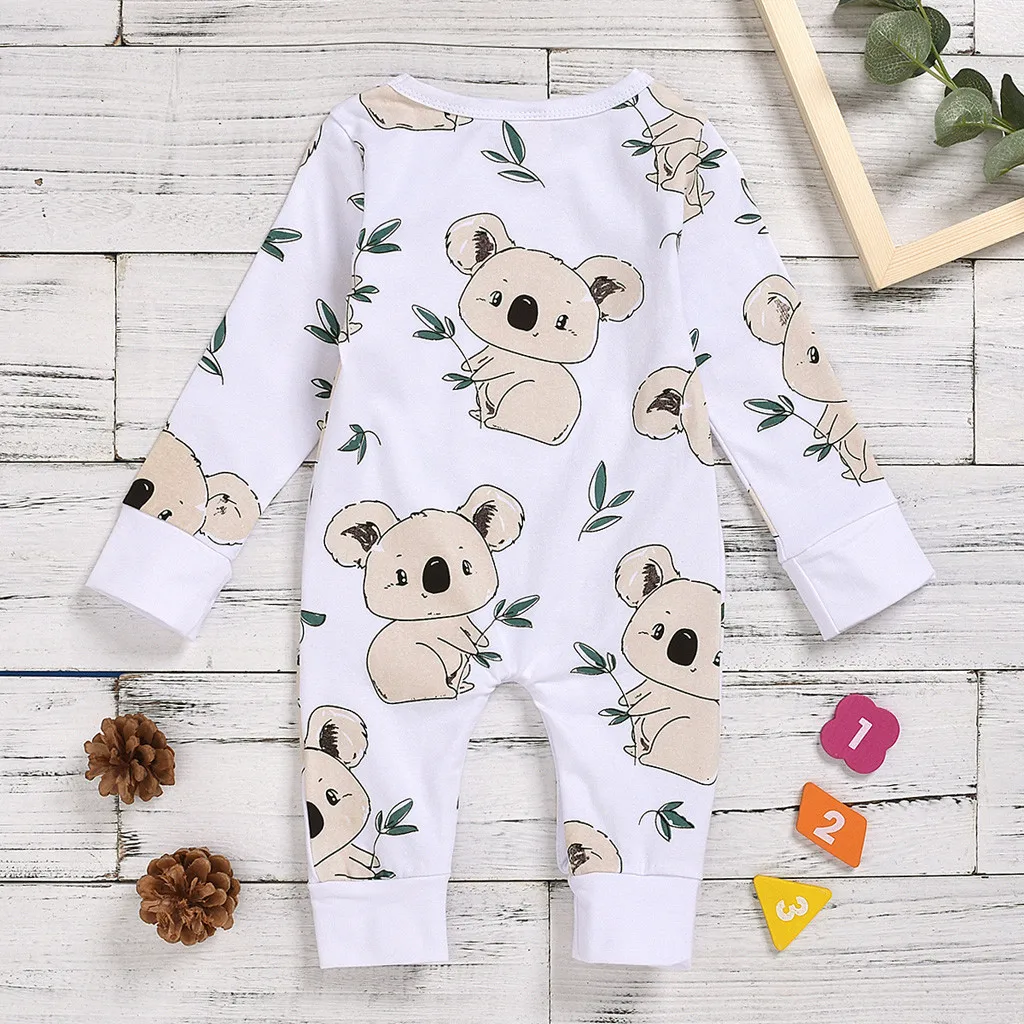 Новорожденный 100% хлопок Детский комбинезон ребенок милый коала Печать Лето