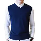 2021 мужской хлопковый свитер с V-образным вырезом, повседневный мужской жилет, свитер без рукавов, трикотажная одежда