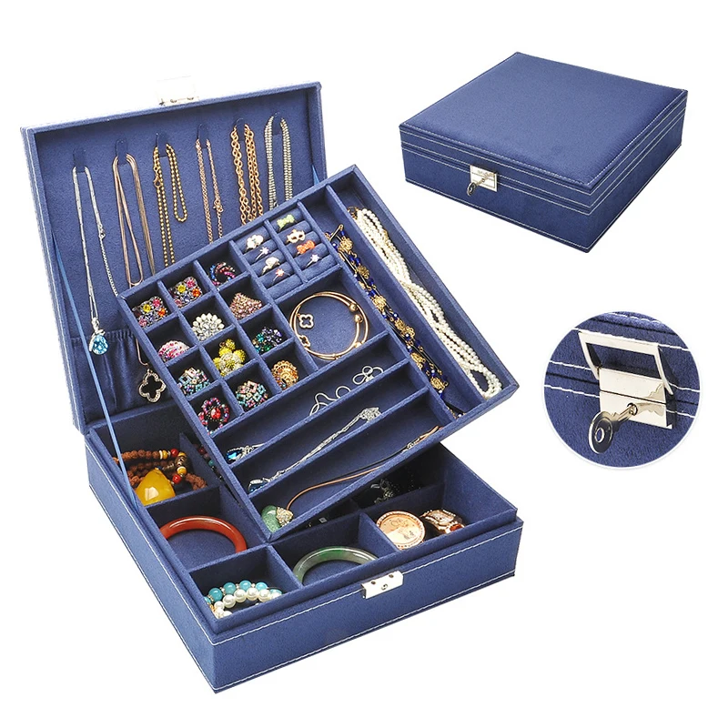 Новинка шкатулка для женских сережек большое пространство замша деревянное