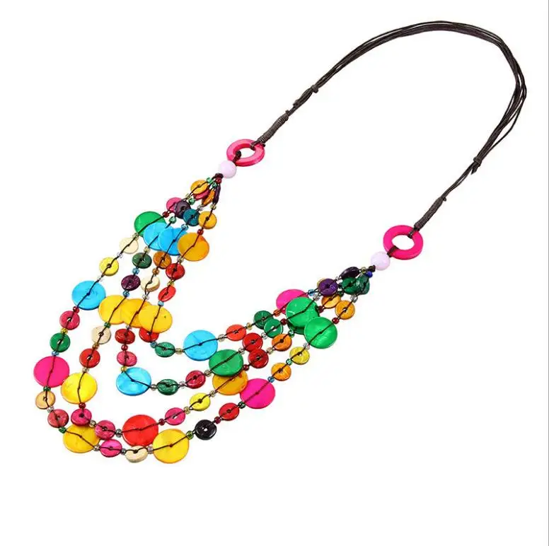 

Bohemia Ethnic Geometric Statement Necklace Pendant Women Shell Weaving Rope Multicolors Jewelry Necklaces Pendants