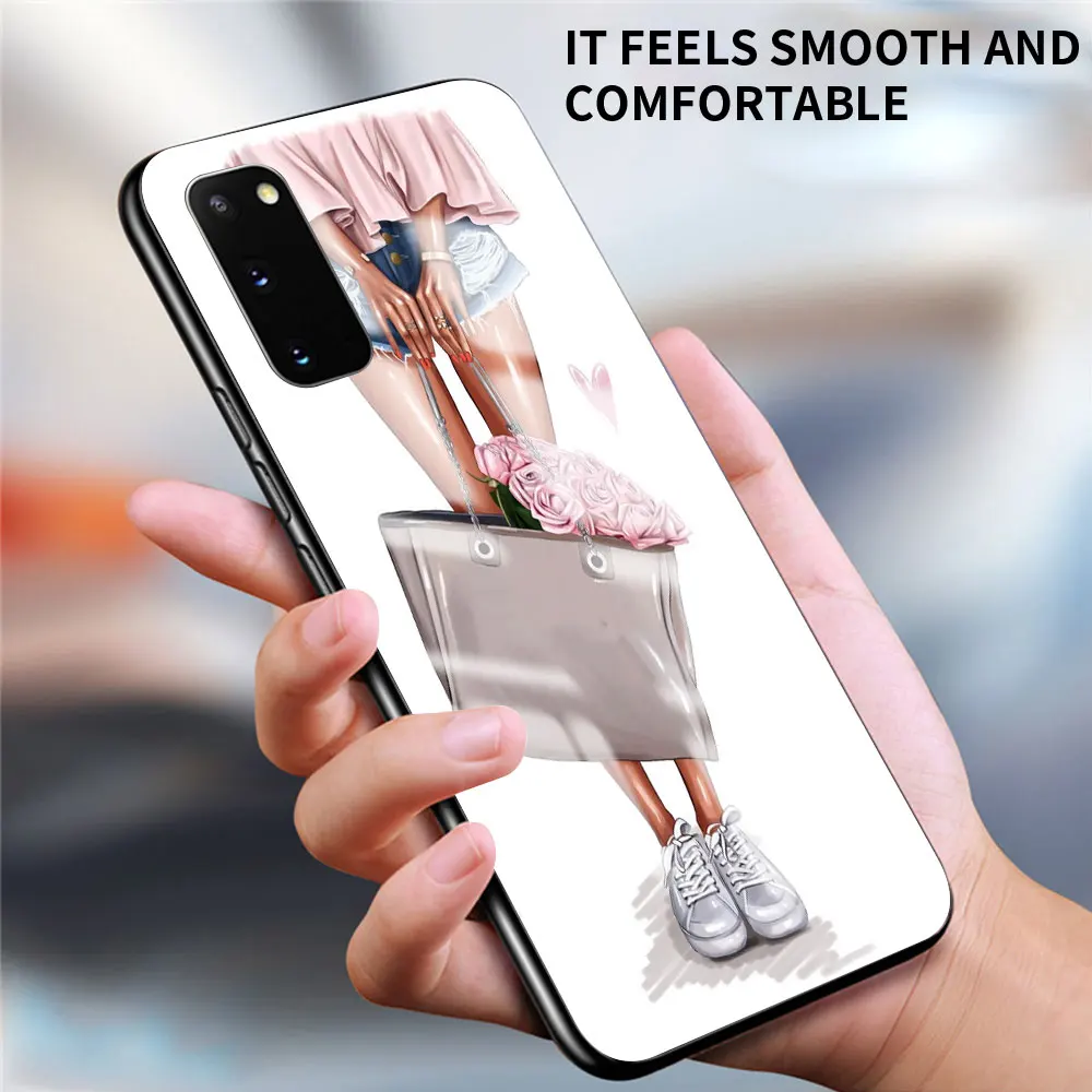 Glass Case For Samsung Galaxy S20 FE S21 S10 S9 S8 Note 20 Ultra 10 Plus 9 Tempered Verre Phone Cover Queen Princess Girl