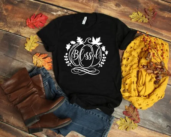 

Наряды гранж винтажные Топы рубашка на День Благодарения Осенняя футболка с цветком Tumblr благородная одежда унисекс спасибо феминистские ф...