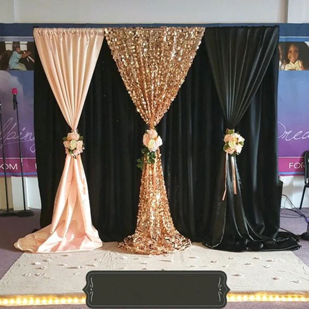 

3M X 3M Unique Black Wedding Backdrop With Beautiful Swag Wedding Drape And Curtain Wedding Decoration Free Shipping