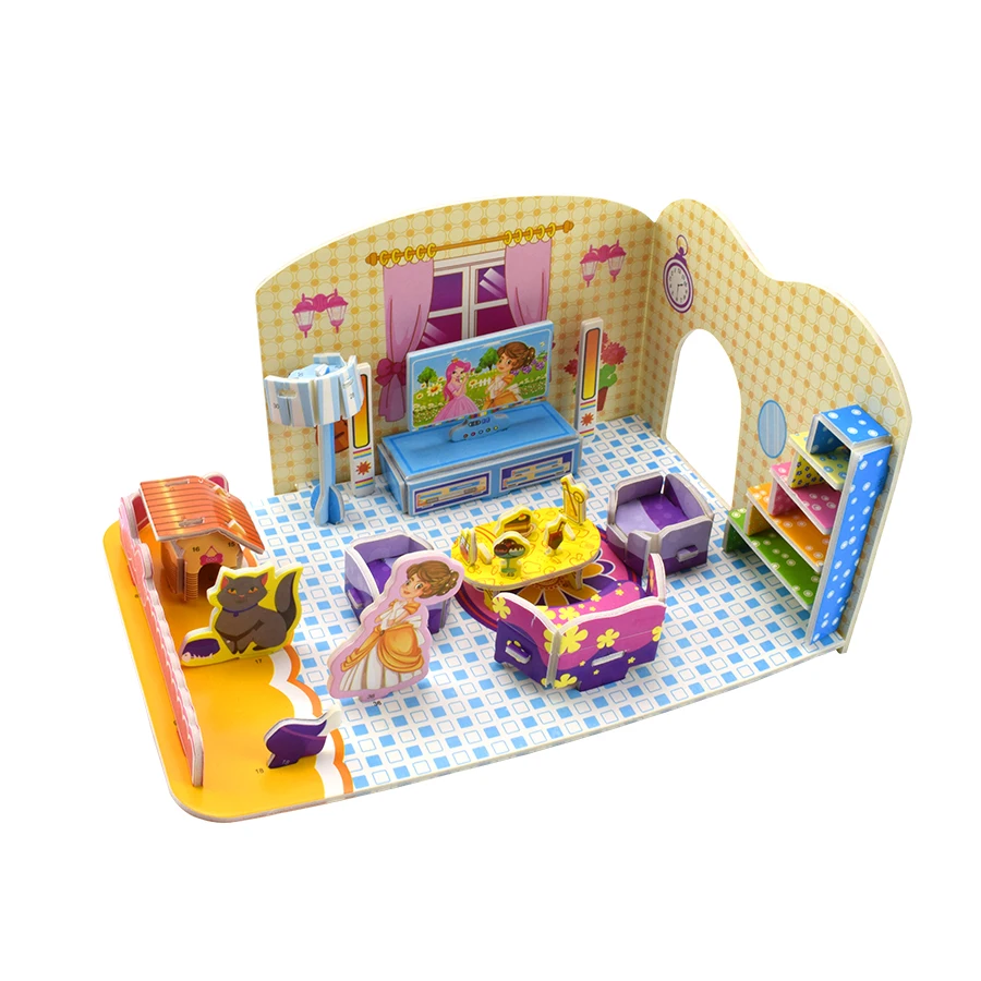 3D головоломки игрушки для детей гостиная картонная модель наборы Детские