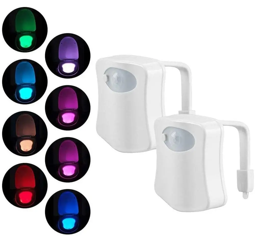 

Motion Sensor Activated LED Lamp, Fun 8 Colors Changing Bathroom Nightlight Add on Toilet Bowl Seat, Perfect Decorating Gadget