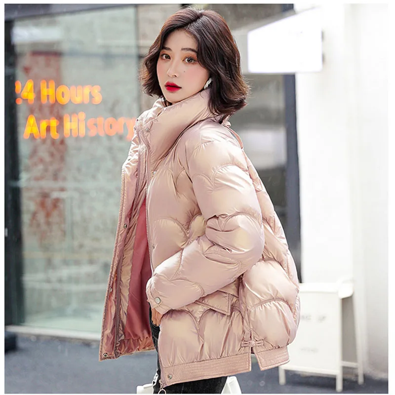 Women's Cotton-Padded Jacket 2022 New Winter Bright-Faced Cotton-Padded Jacket Students Korean Short Warm Cotton-Padded Coat