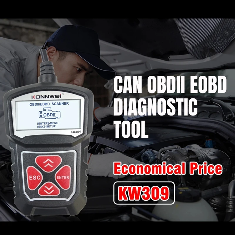 

KONNWEI KW309 OBDII Auto Car Diagnostic Scanner Tool OBDII/2 Code Reader EOBD Scanning Machine 7 Languages Car OBDII Scanner