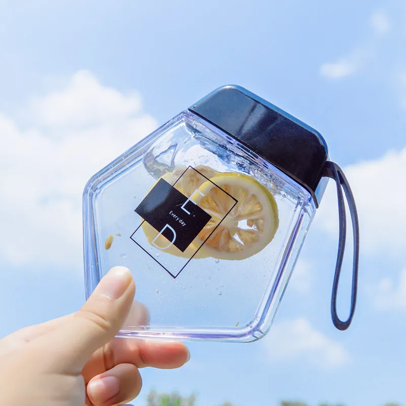 300 мл креативная пластиковая бутылка для воды с веревочной петлей плоский дизайн