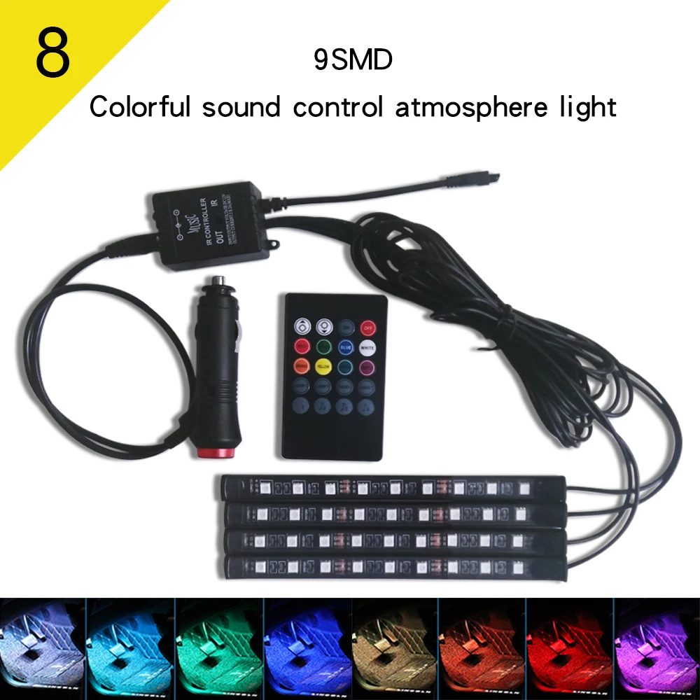 4 шт. автомобильный RGB светодиодный светильник DRL декоративный гибкий для пола