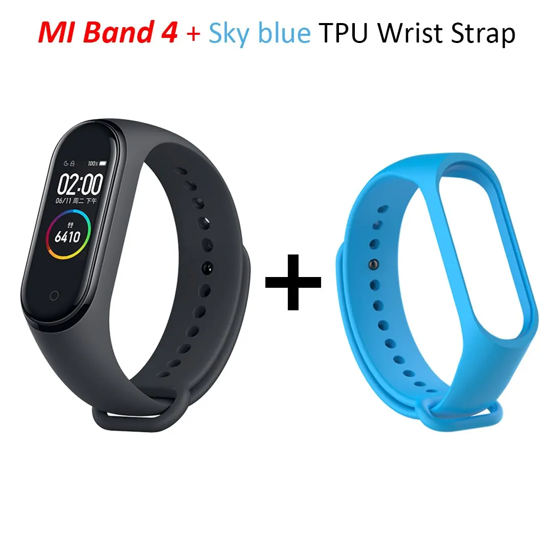 Xiaomi mi браслет 4 mi Band 4 standard Verion умный фитнес-браслет частота сердечных сокращений 50 м Водонепроницаемый Bluetooth 5,0 - Цвет: Add Blue Strap