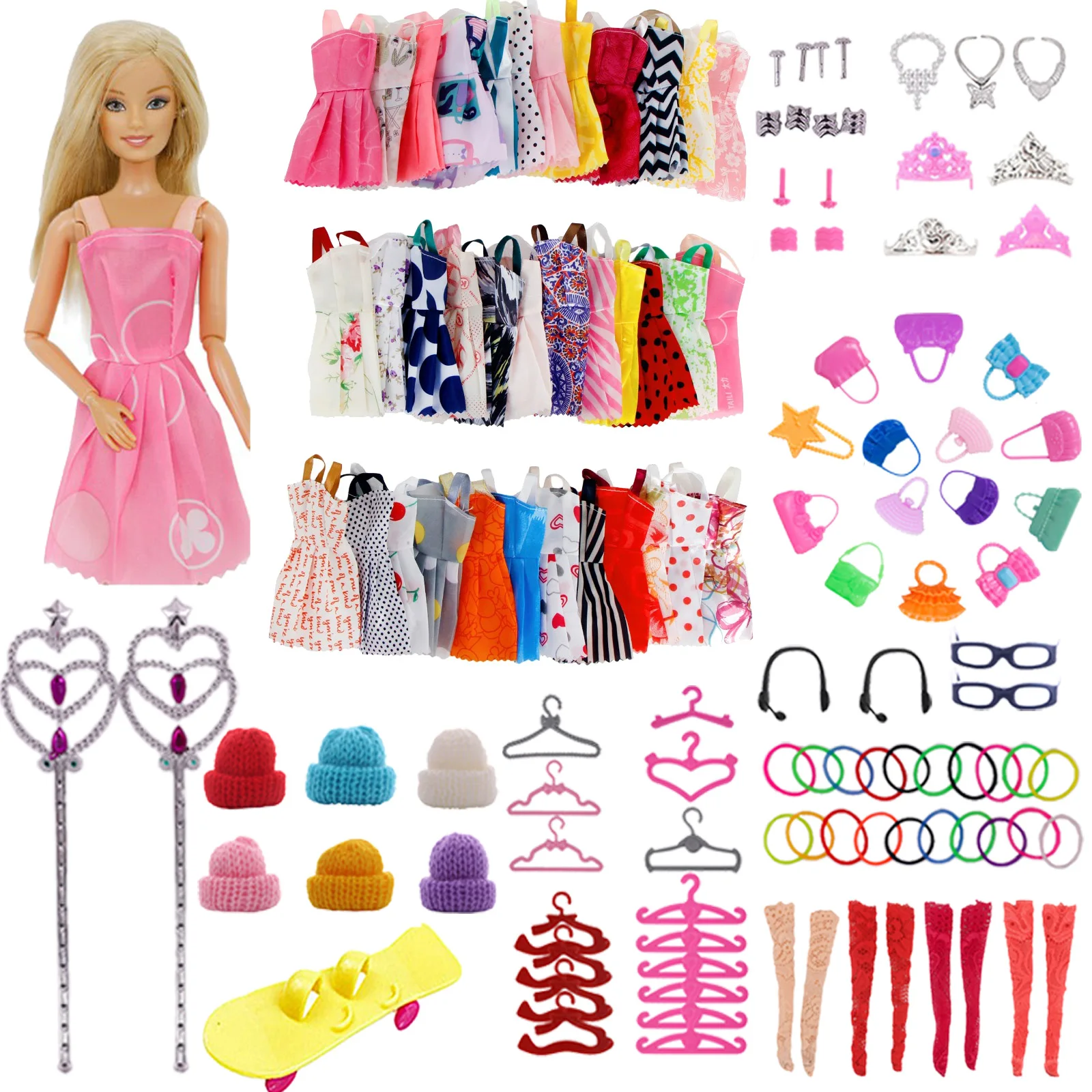 

99PCS/Set Shoes Dress Hat Clothes for Barbies Fits 11.8Inch Dolls&1/6 BJD Blythe Dolls,Toys For Children,Barbies Accessories