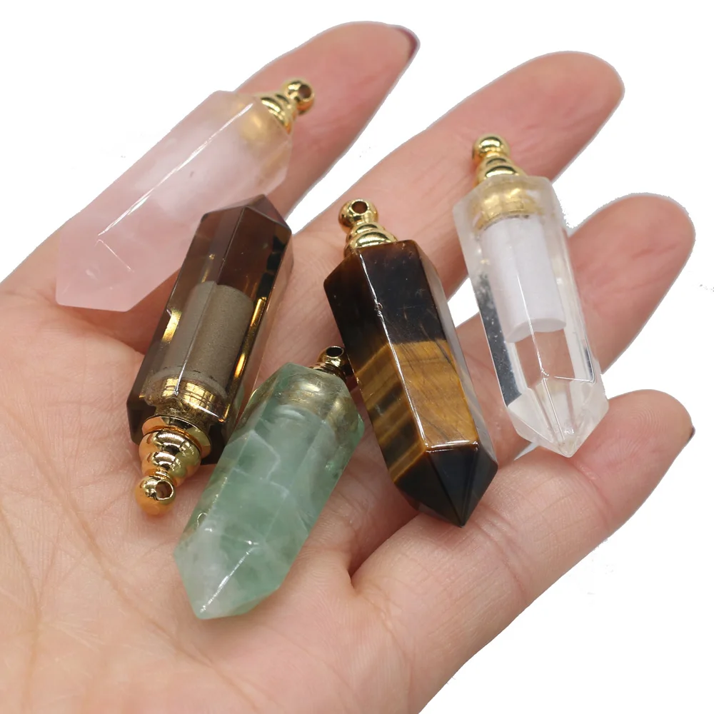 

Natural Stone Perfume Bottle Pendant Arrow Shaped Semi-Precious For Jewelry Making DIY Necklace Accessory